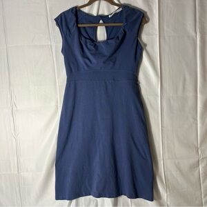 Athleta Sleeveless Organic Cotton & Spandex Blue Dress Sz S